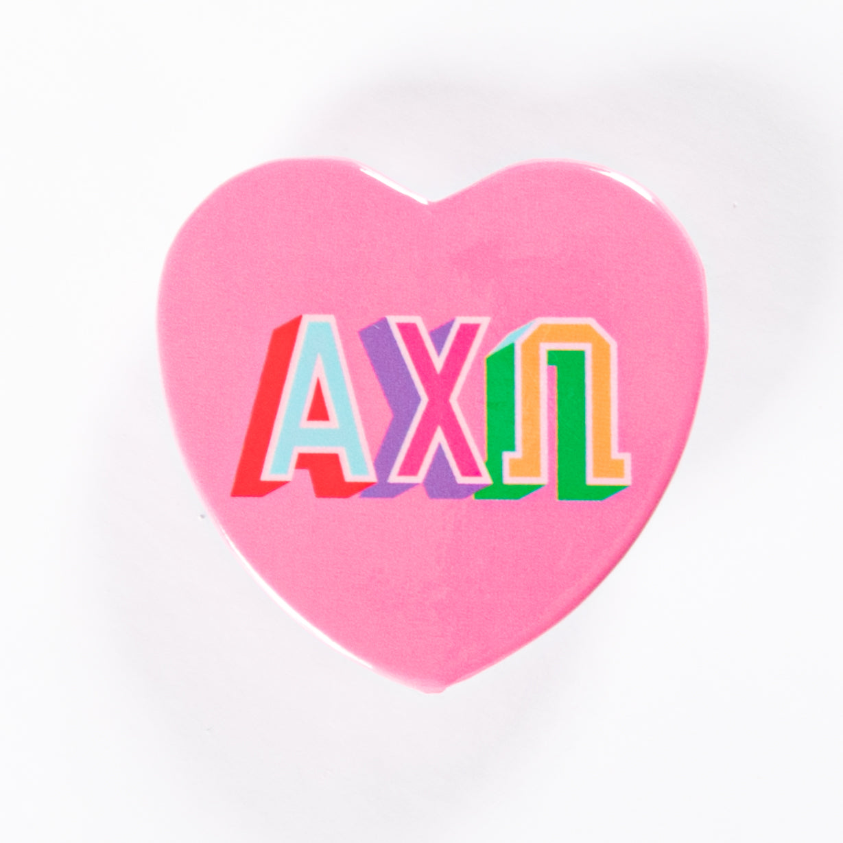 Alpha Chi Omega Block Print Heart Button