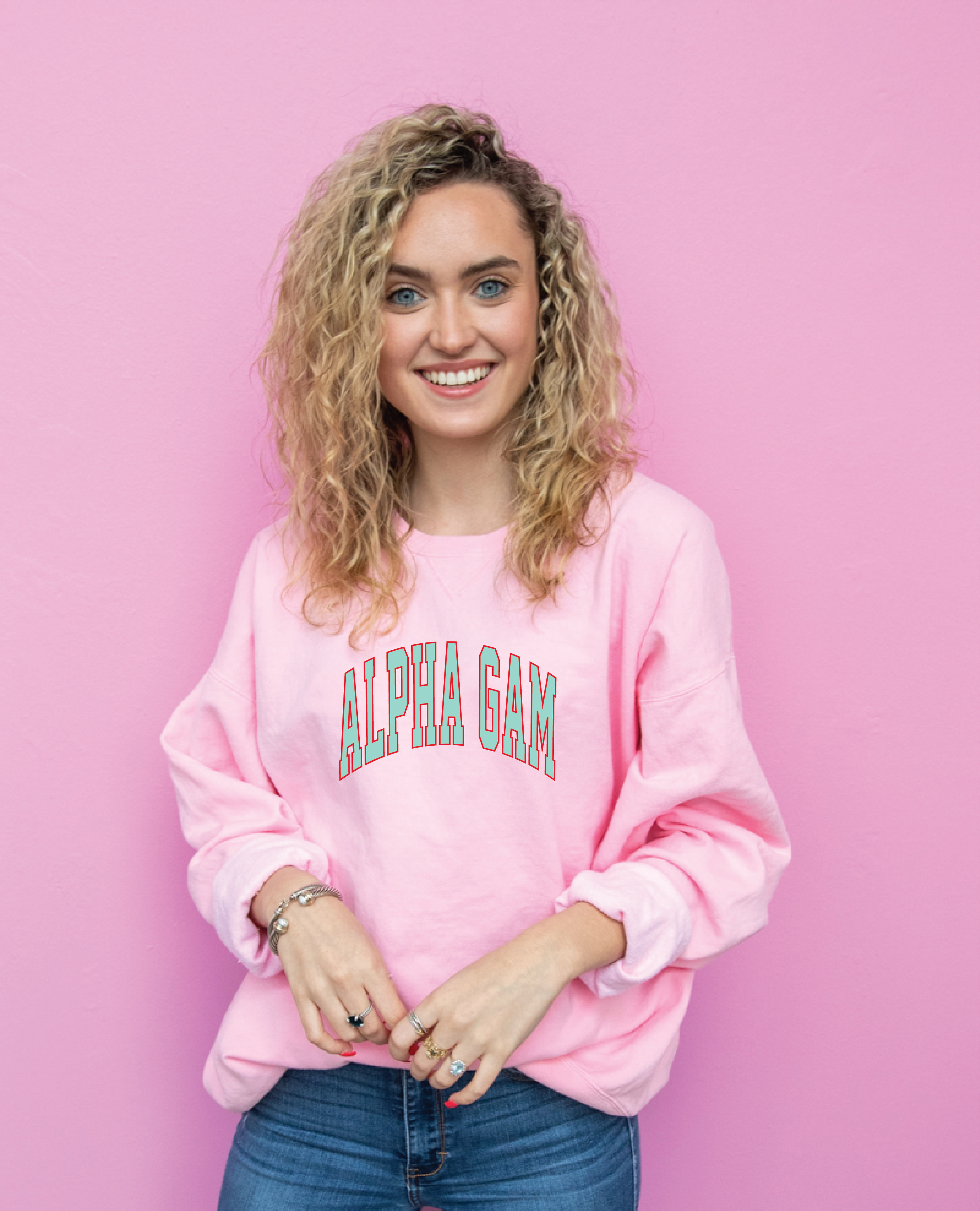 Alpha Gam Varsity Letters Crewneck