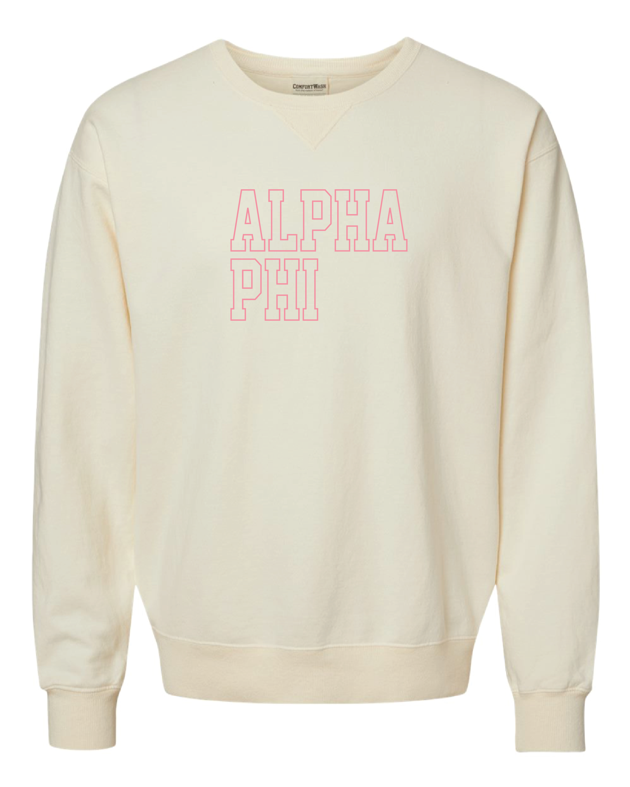 Alpha Phi Block Letter Embroidered Crewneck