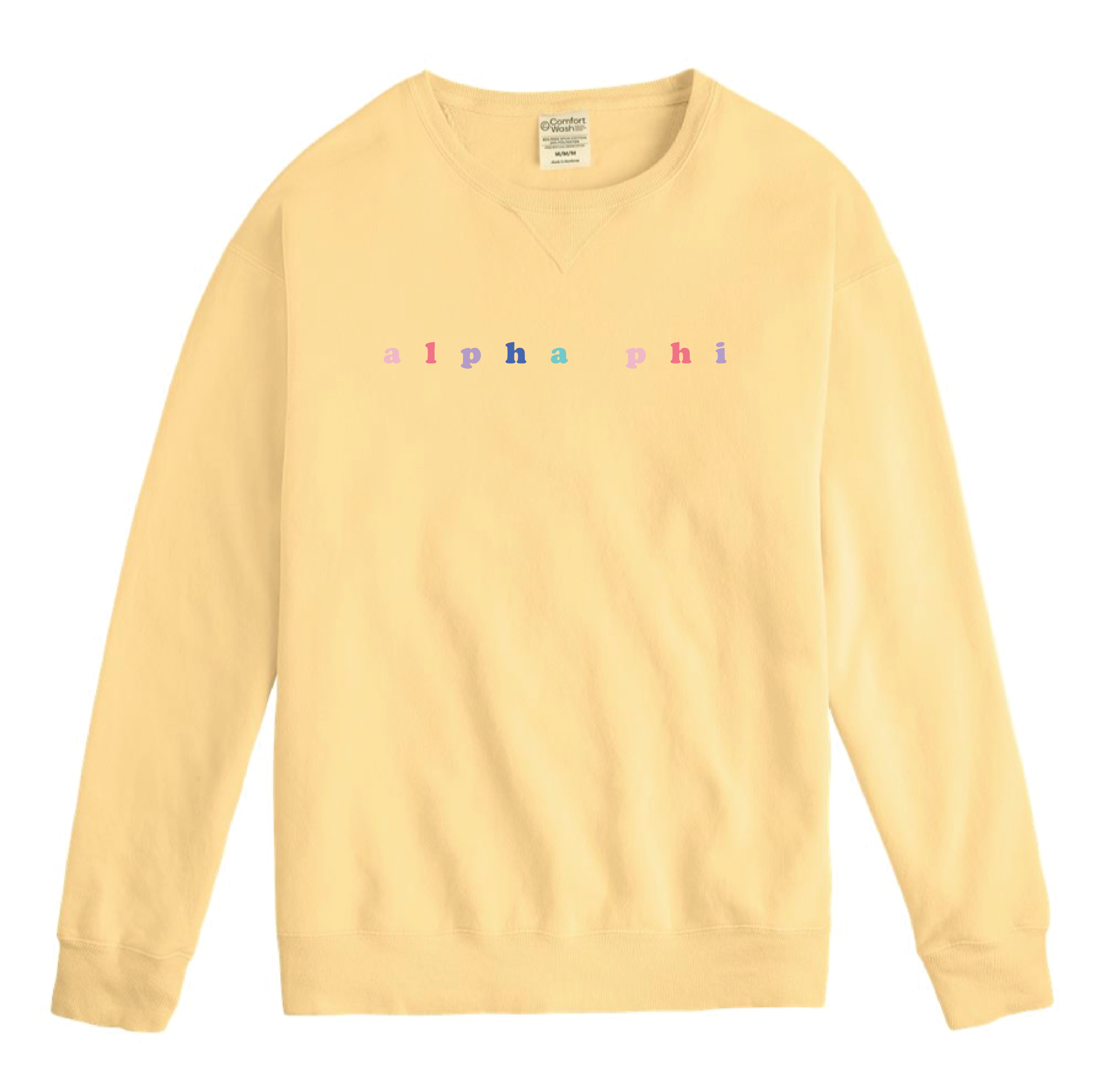 Alpha Phi Bubble Letter Rainbow Crewneck