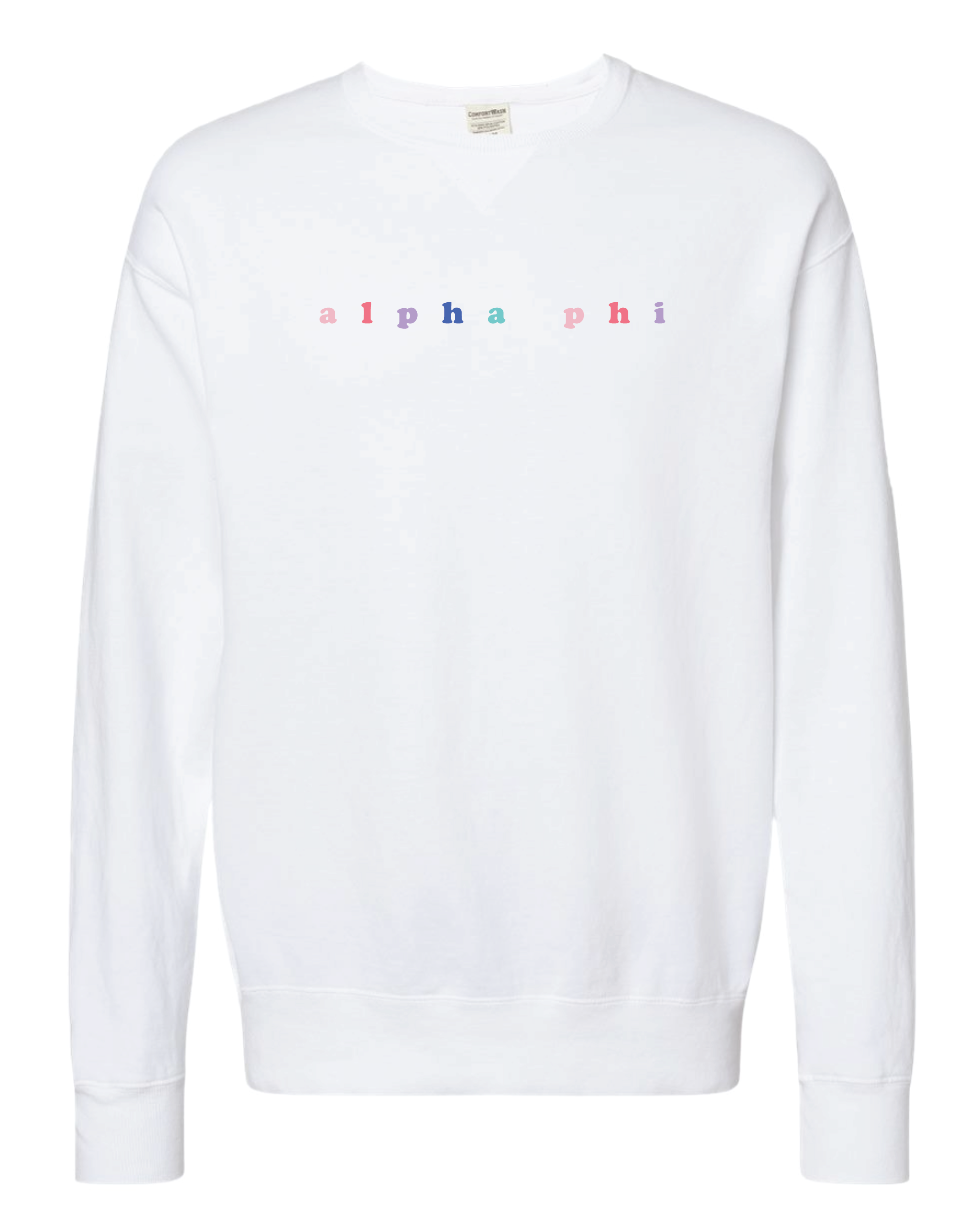 Alpha Phi Bubble Letter Rainbow Crewneck