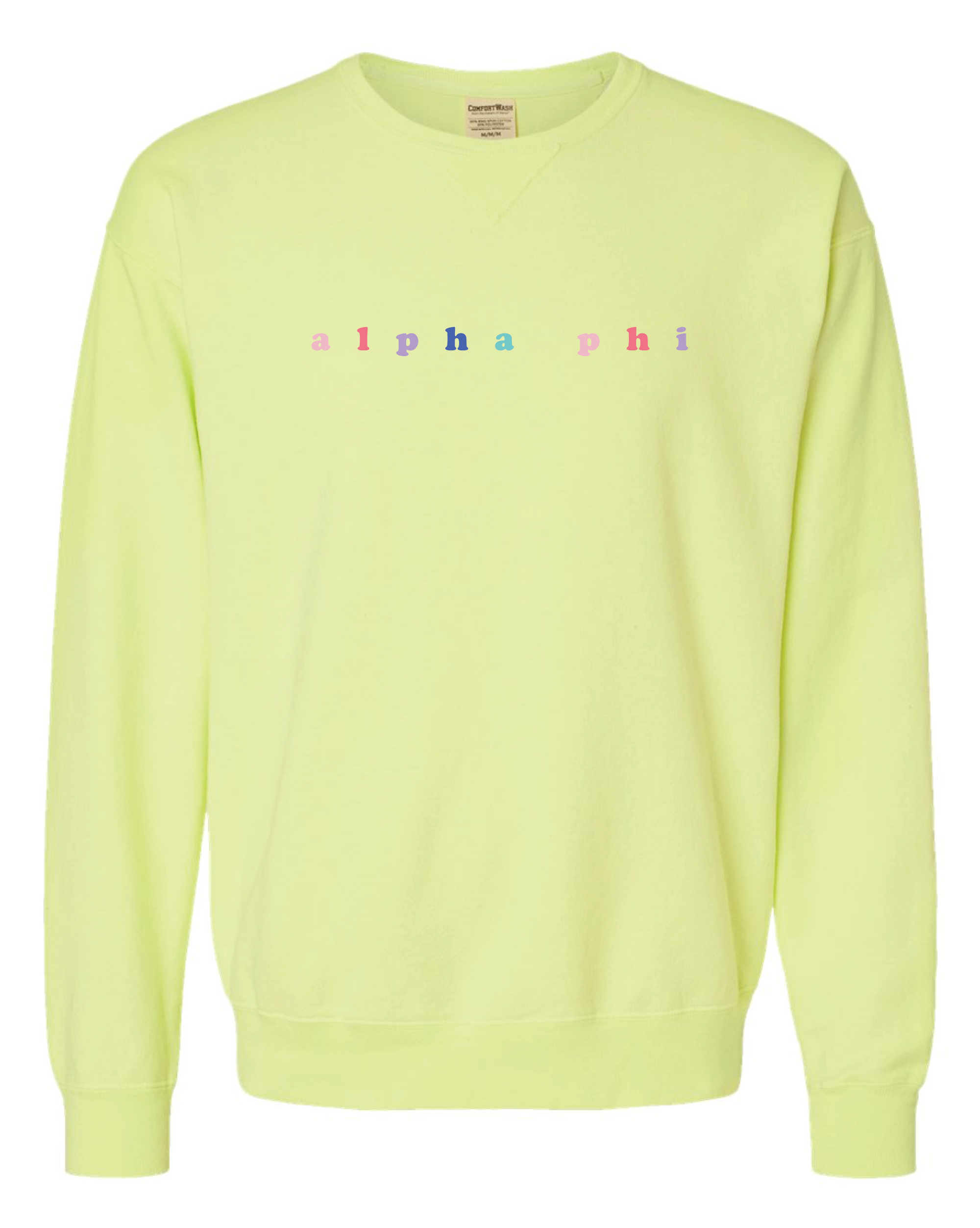 Alpha Phi Bubble Letter Rainbow Crewneck