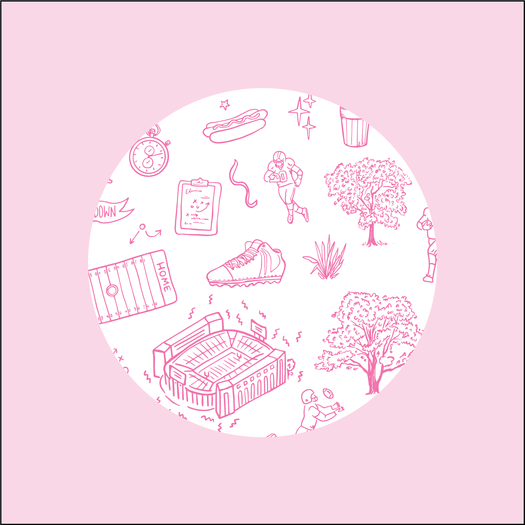 WS - Pink Sports Toile Set of 4 coasters (min qty of 3 sets) $20 / $40 per set