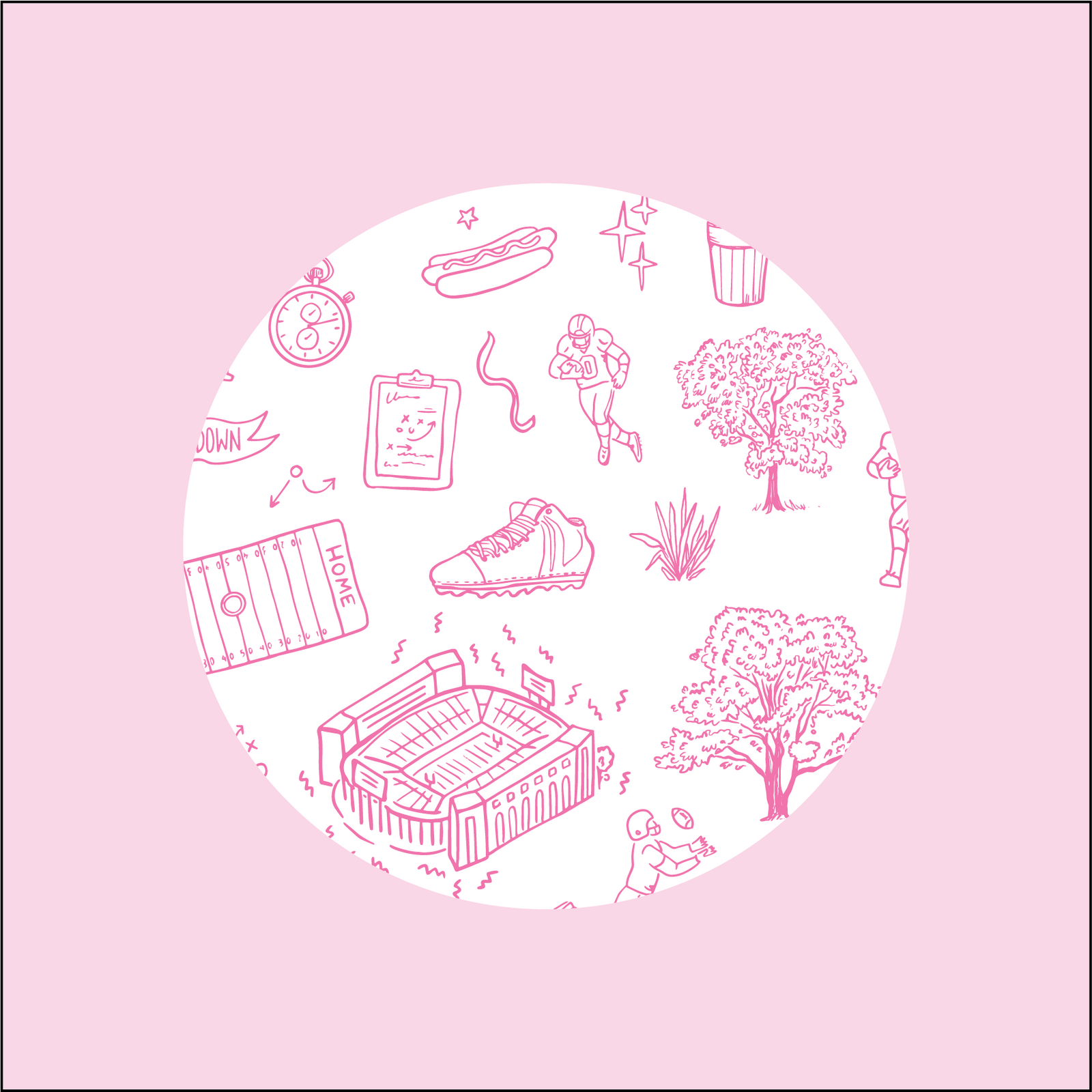 WS - Pink Sports Toile Set of 4 coasters (min qty of 3 sets) $20 / $40 per set