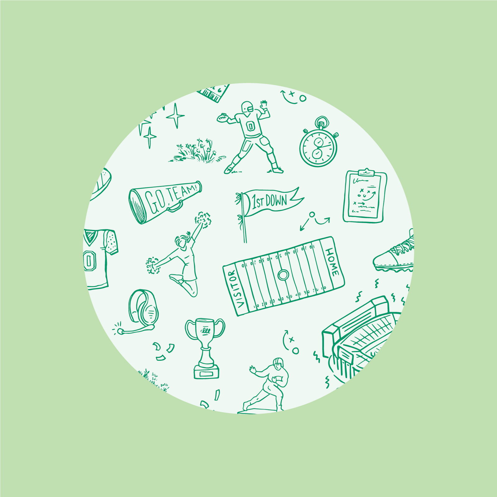 WS - Green Sports Toile Set of 4 coasters (min qty of 3 sets) $20 / $40 per set