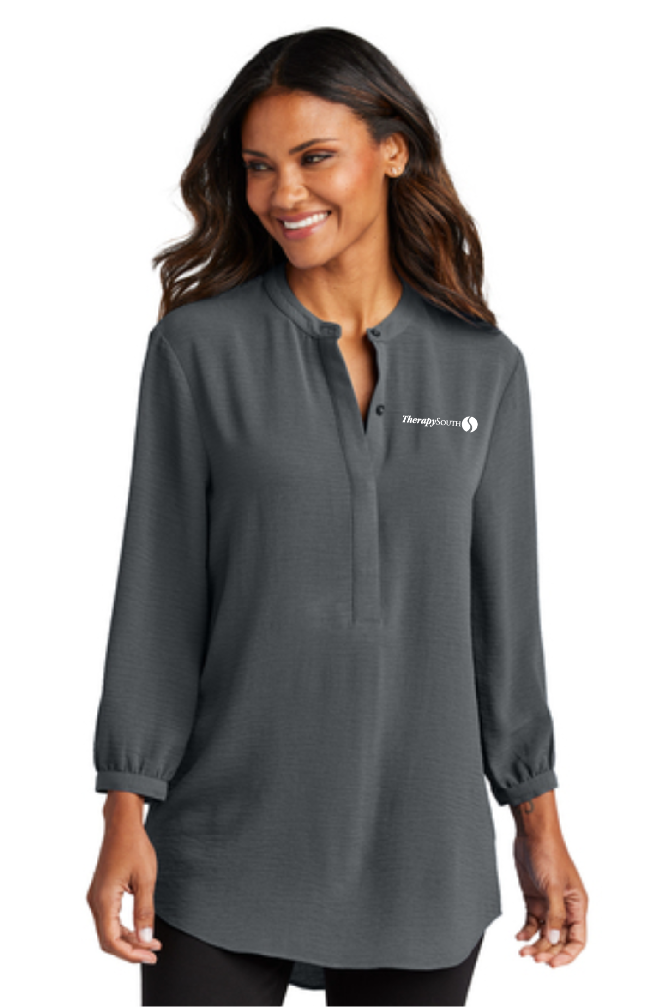 TherapySouth- Ladies 3/4-Sleeve Textured Crepe Tunic