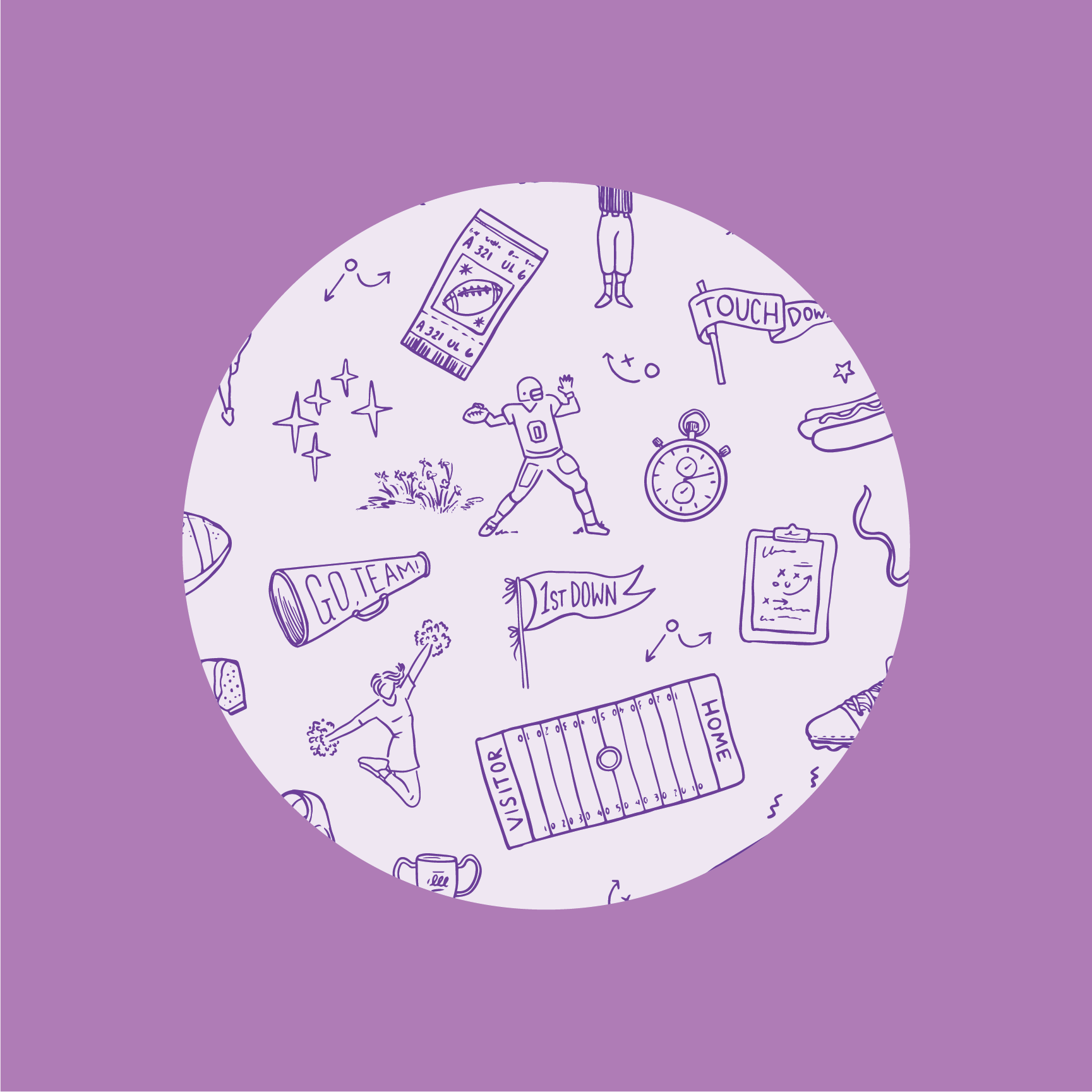 WS - Purple Sports Toile Set of 4 coasters (min qty of 3 sets) $20 / $40 per set