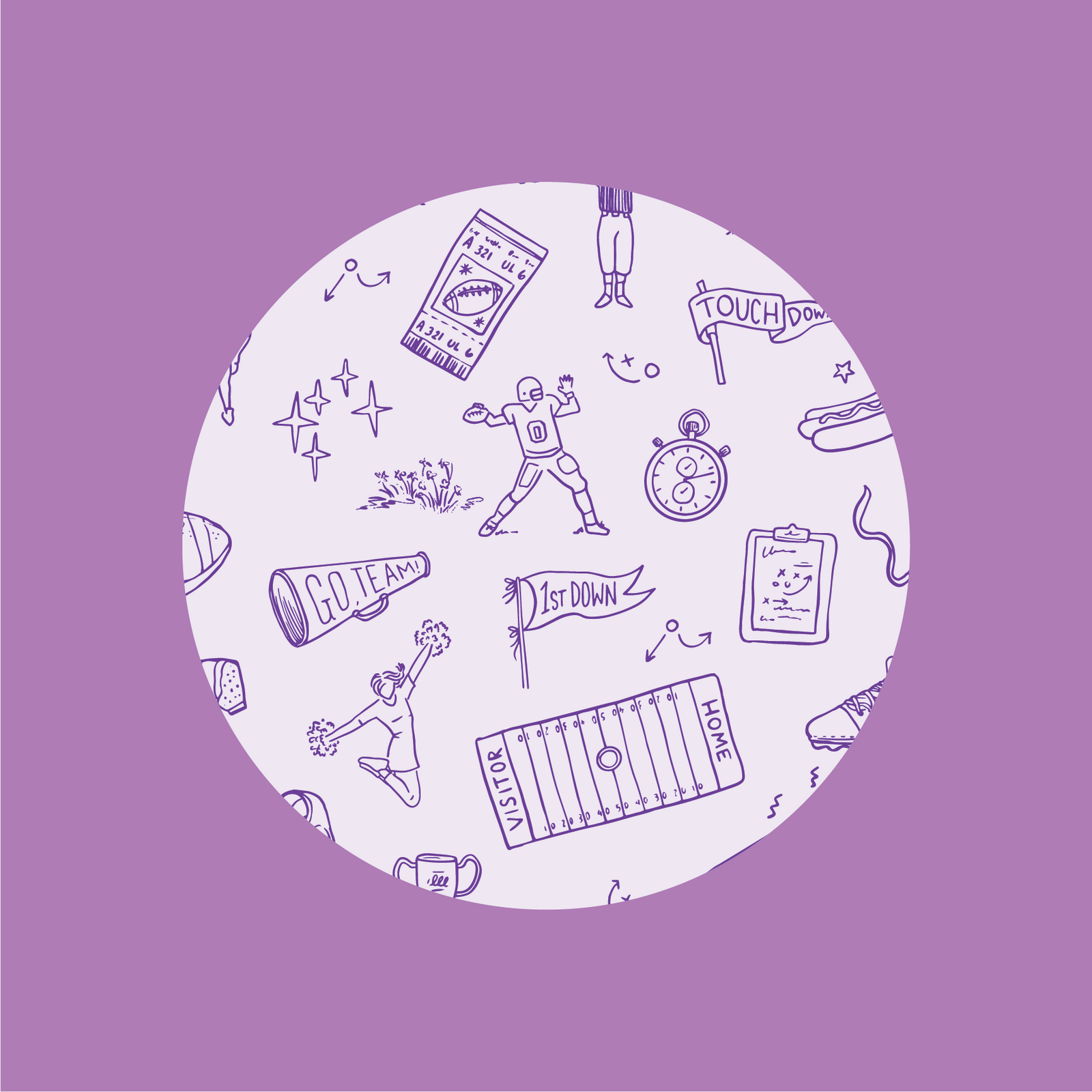 WS - Purple Sports Toile Set of 4 coasters (min qty of 3 sets) $20 / $40 per set