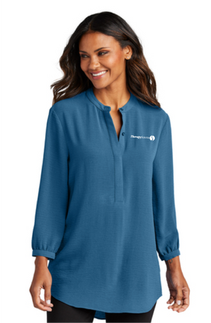 TherapySouth- Ladies 3/4-Sleeve Textured Crepe Tunic