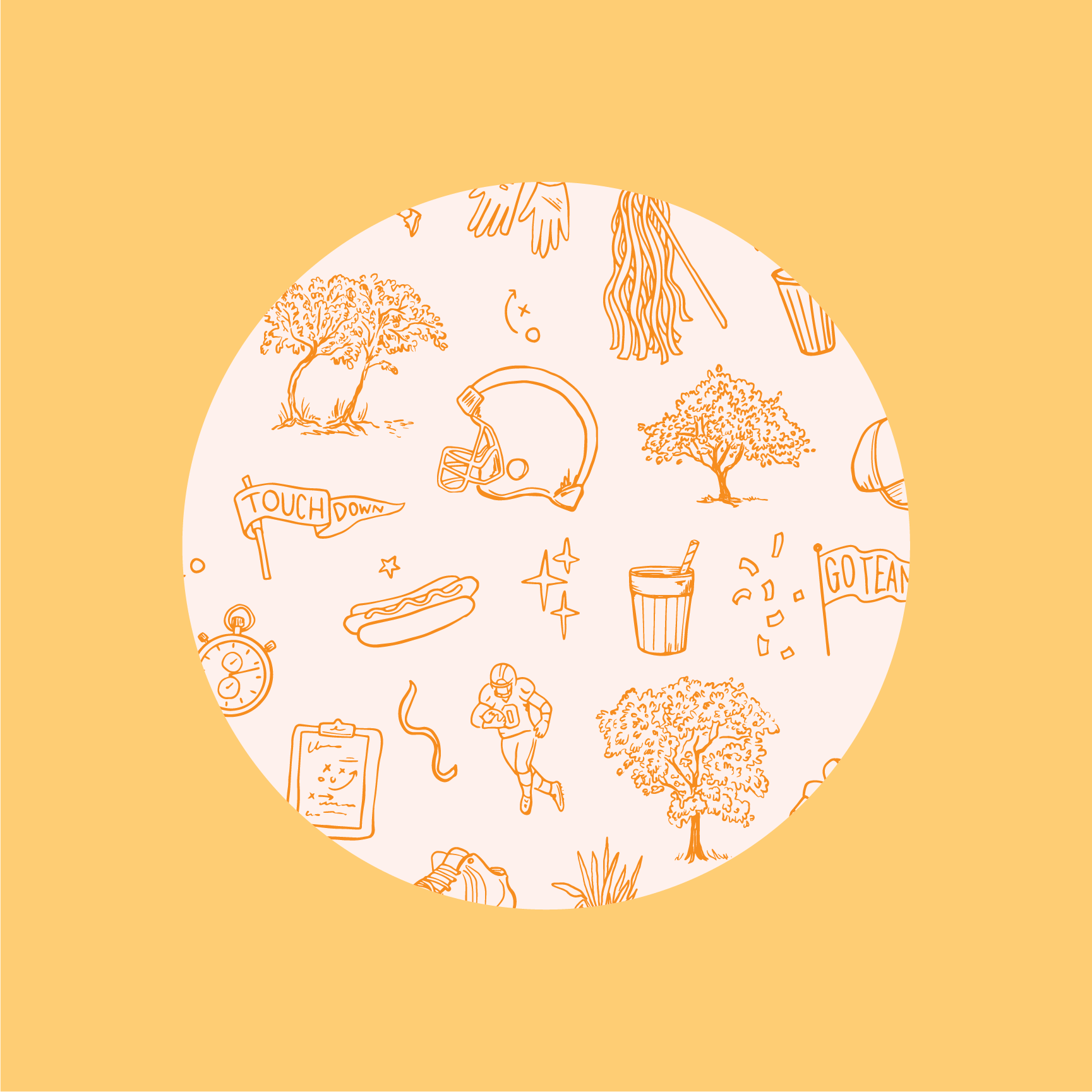 WS - Orange Sports Toile Set of 4 coasters (min qty of 3 sets) $20 / $40 per set