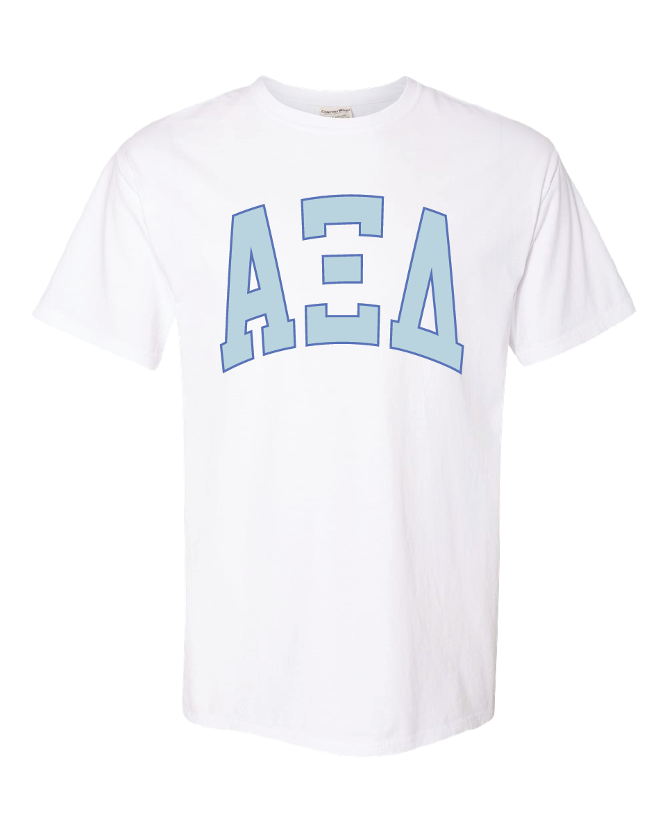ws - Alpha Xi Delta Varsity Letters Tshirt (min 6 per sorority)