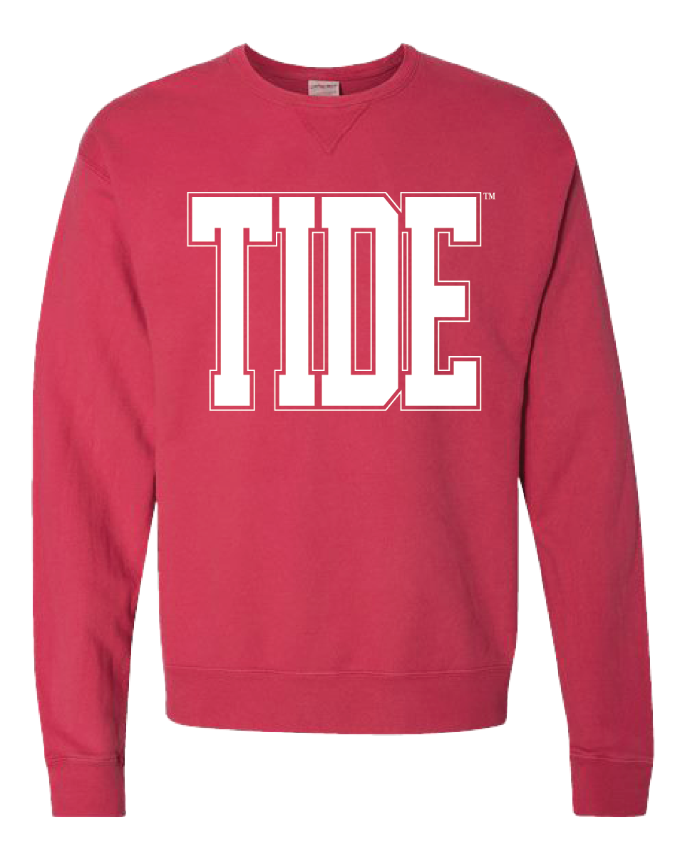 Huge White Tide Varsity Crewneck