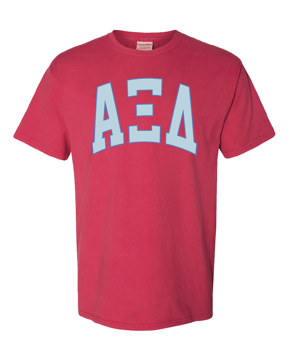 ws - Alpha Xi Delta Varsity Letters Tshirt (min 6 per sorority)
