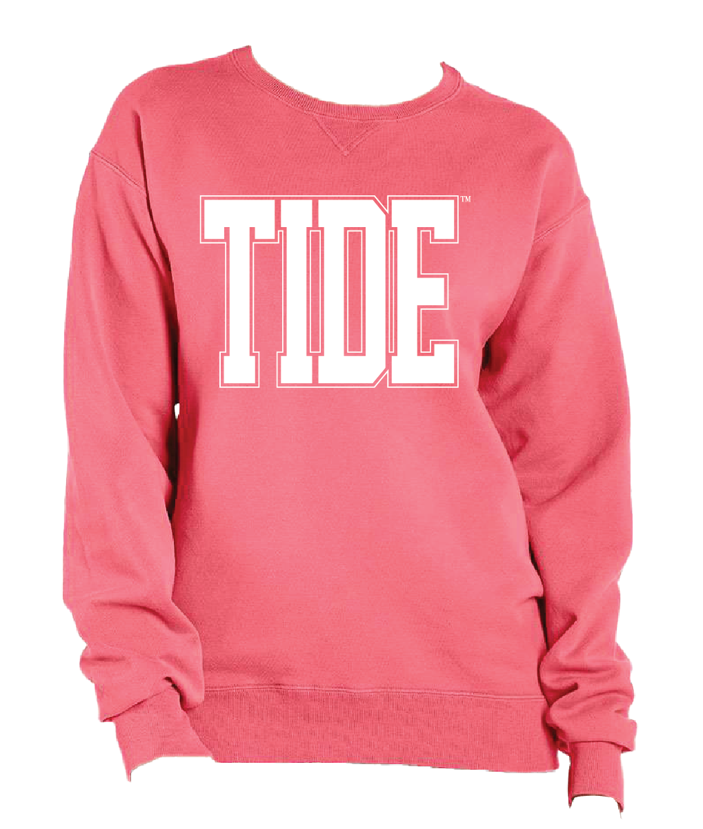 Huge White Tide Varsity Crewneck