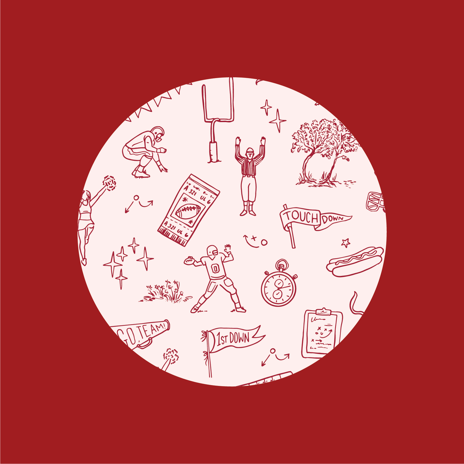 WS - Crimson Sports Toile Set of 4 coasters (min qty of 3 sets) $20 / $40 per set