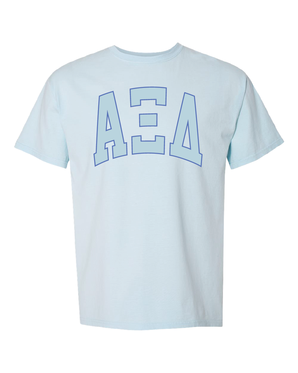 ws - Alpha Xi Delta Varsity Letters Tshirt (min 6 per sorority)