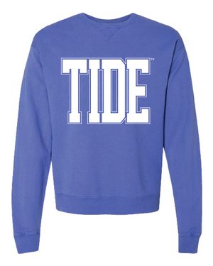 Huge White Tide Varsity Crewneck