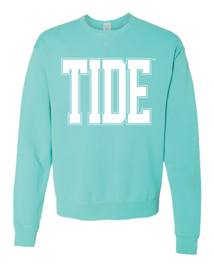 Huge White Tide Varsity Crewneck