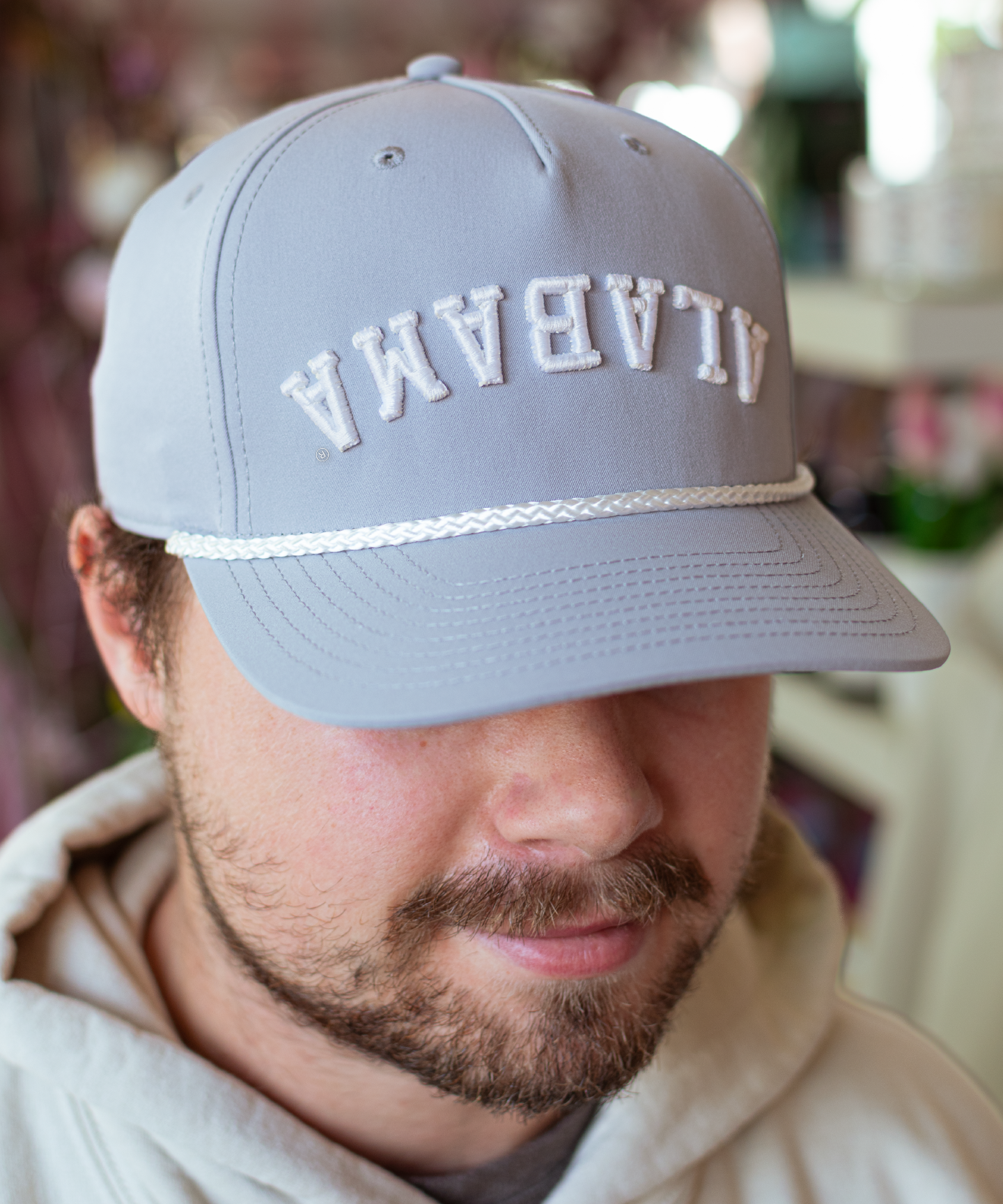 Upside Down Alabama Grey and white Trucker Hat