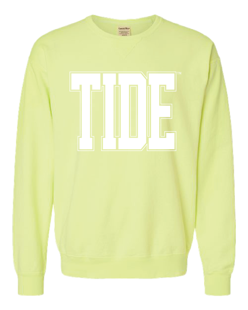 Huge White Tide Varsity Crewneck