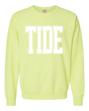 Huge White Tide Varsity Crewneck