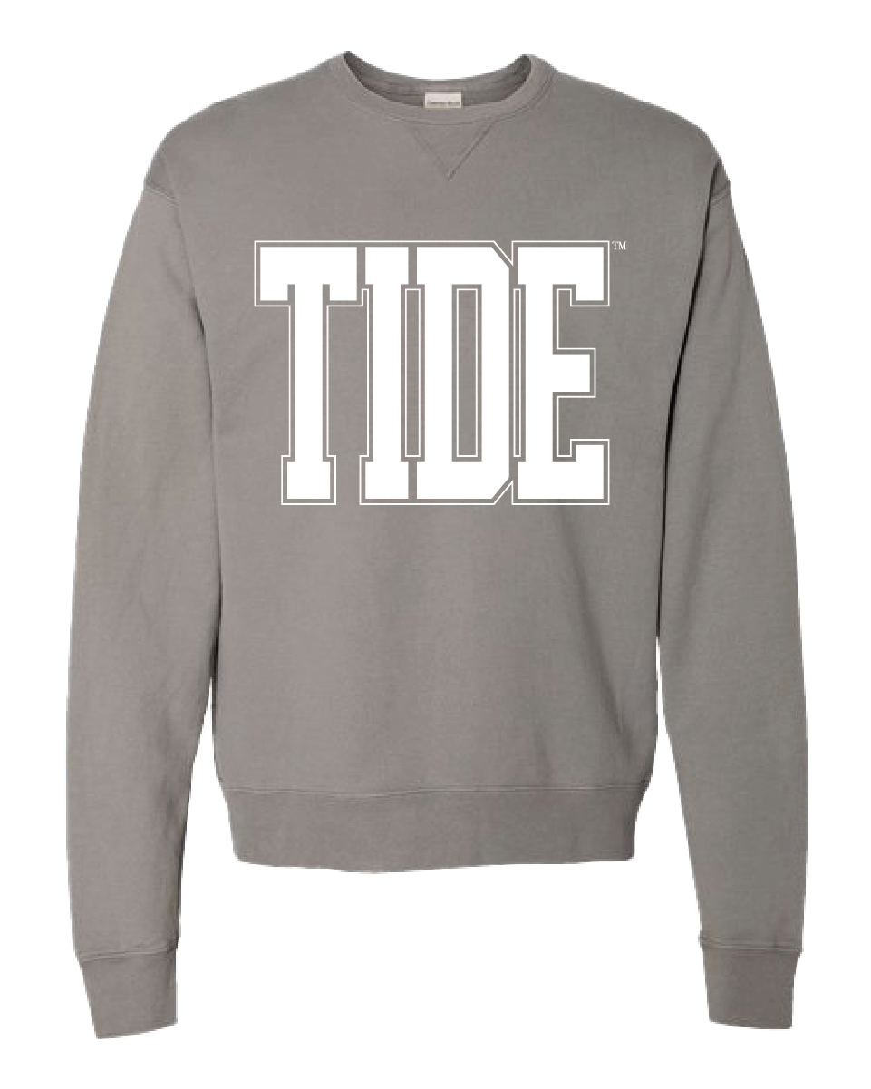 Huge White Tide Varsity Crewneck