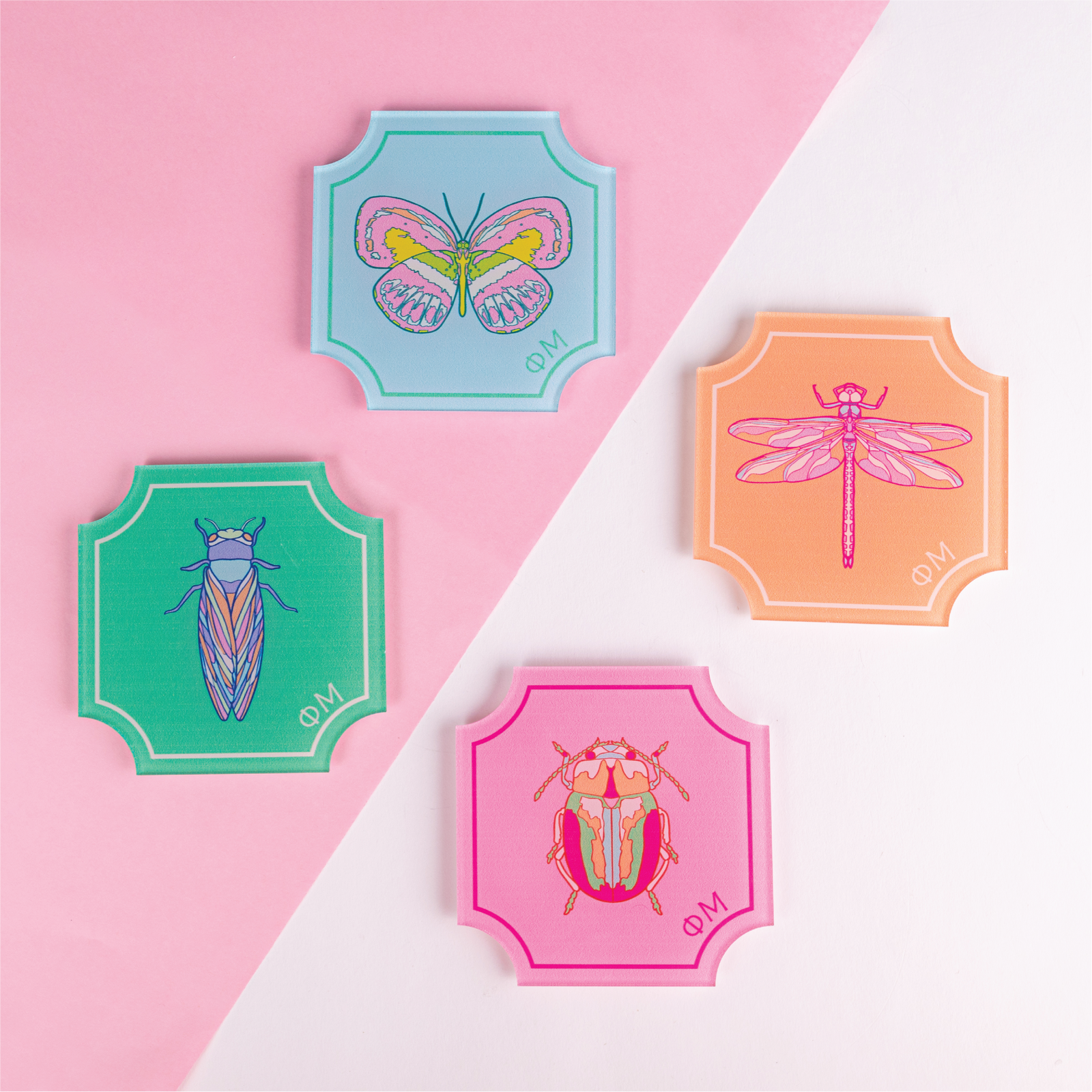WS - Set of Flutter Greek Coasters (min qty of 3) $20 / $40