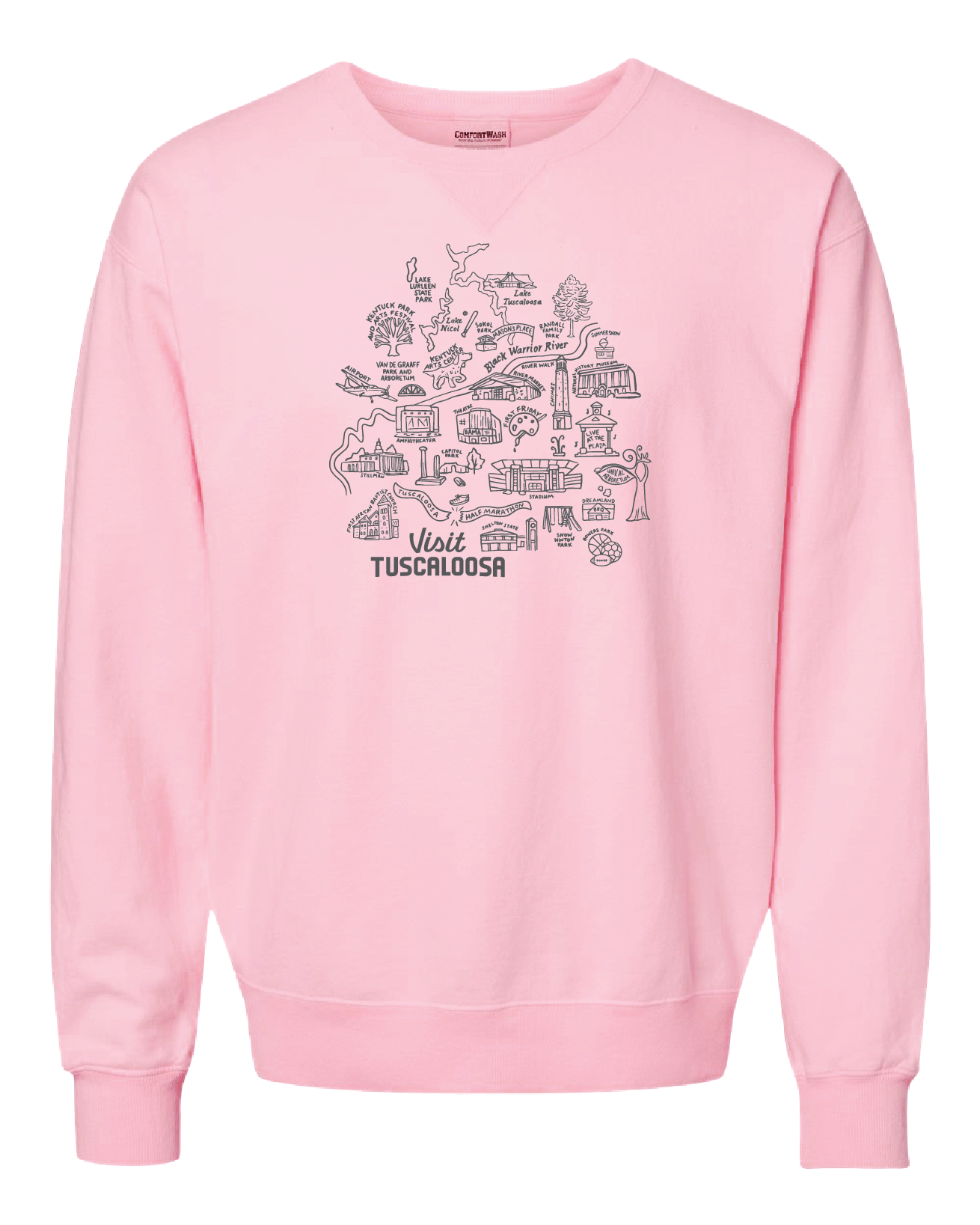 Visit Tuscaloosa: Map Crewneck Sweatshirt