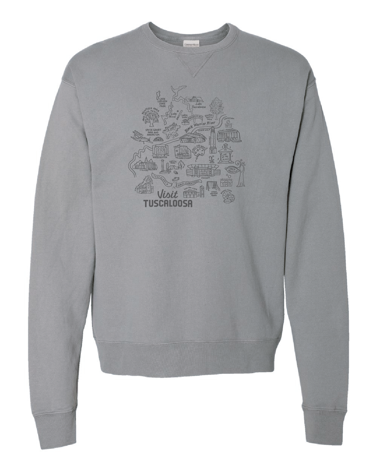 Visit Tuscaloosa: Map Crewneck Sweatshirt