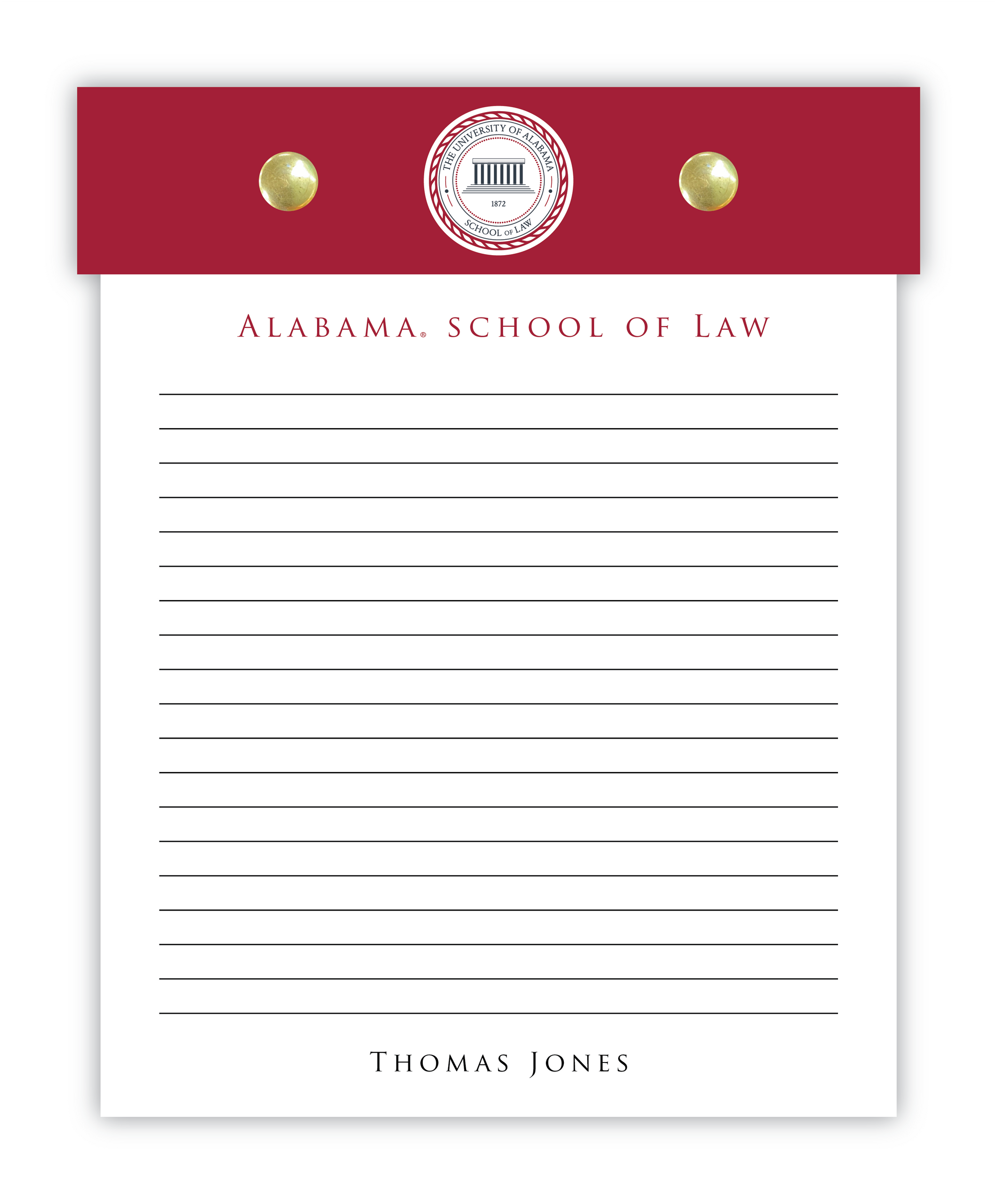 Alabama Law Acrylic notepad (PREORDER)