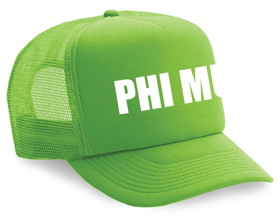 Phi Mu Neon Trucker Hat