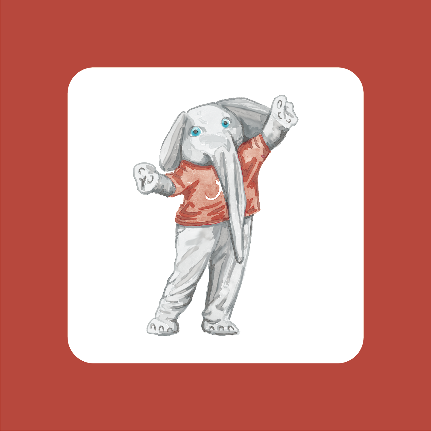 WS - Watercolor Big Al Coaster Set of 4 coasters (min qty of 3 sets) $20 / $40 per set
