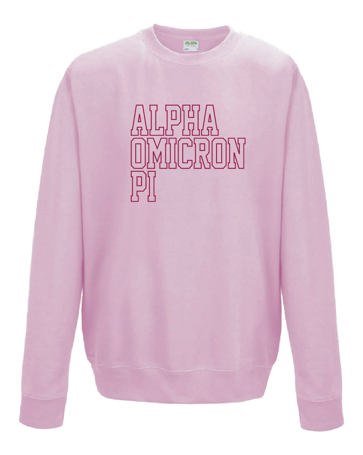 WS - Alpha Omicron Pi Block Crewneck (min qty 6) $32 / $70