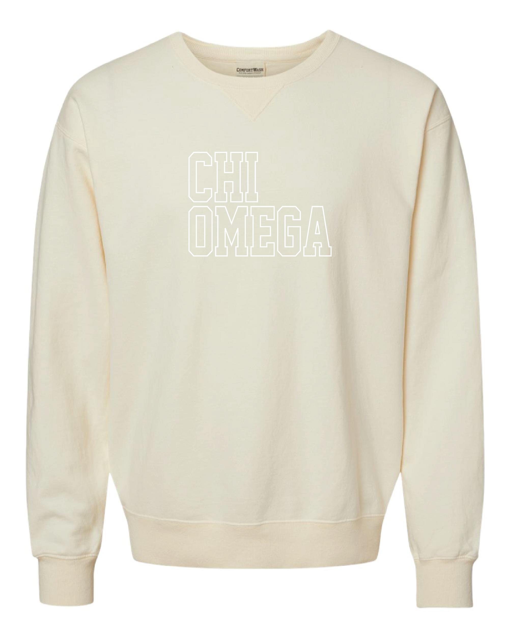 Chi O Block Letter Embroidered Crewneck