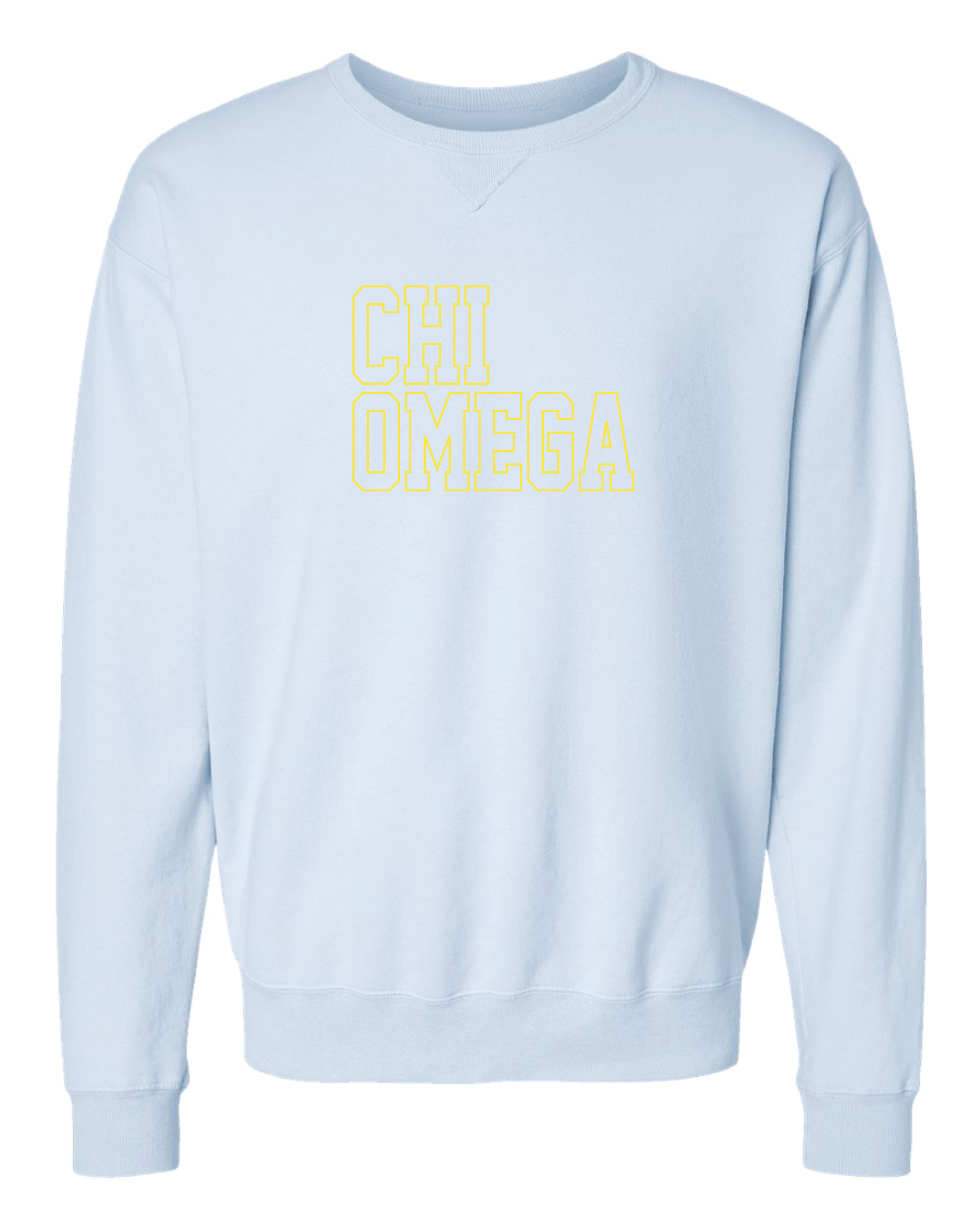 Chi O Block Letter Embroidered Crewneck