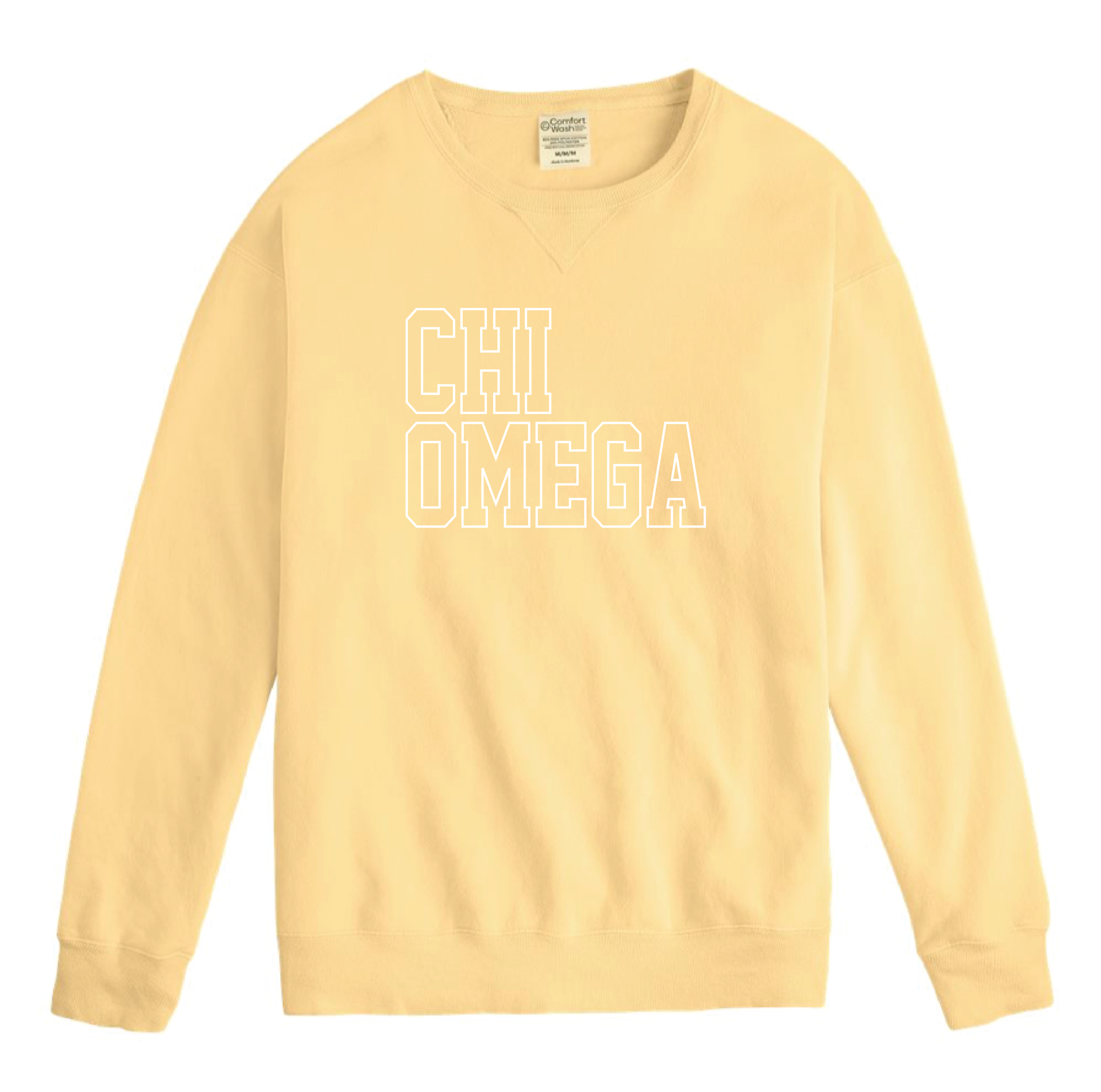 Chi O Block Letter Embroidered Crewneck