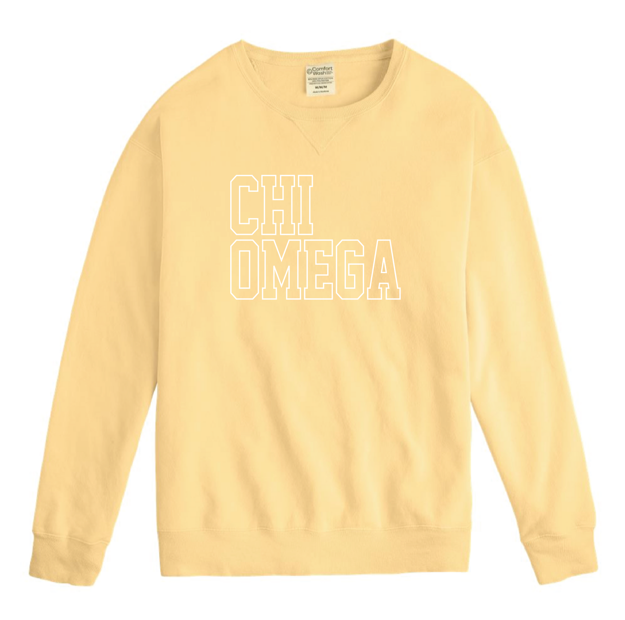 Chi O Block Letter Embroidered Crewneck