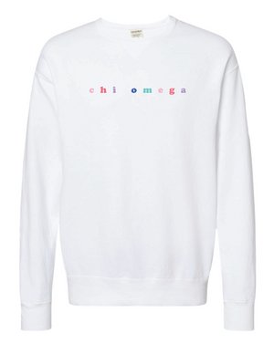 Sorority Multicolor Embroidered White Sweatshirt