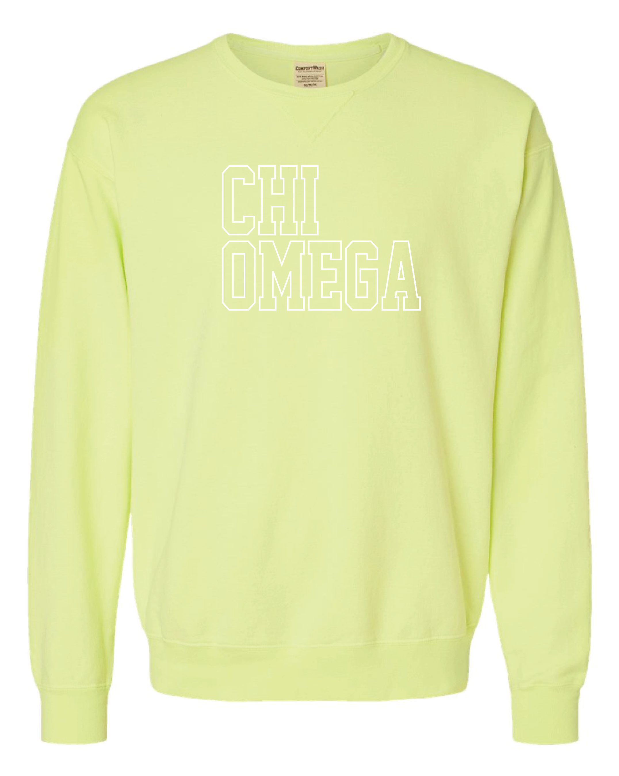 Chi O Block Letter Embroidered Crewneck