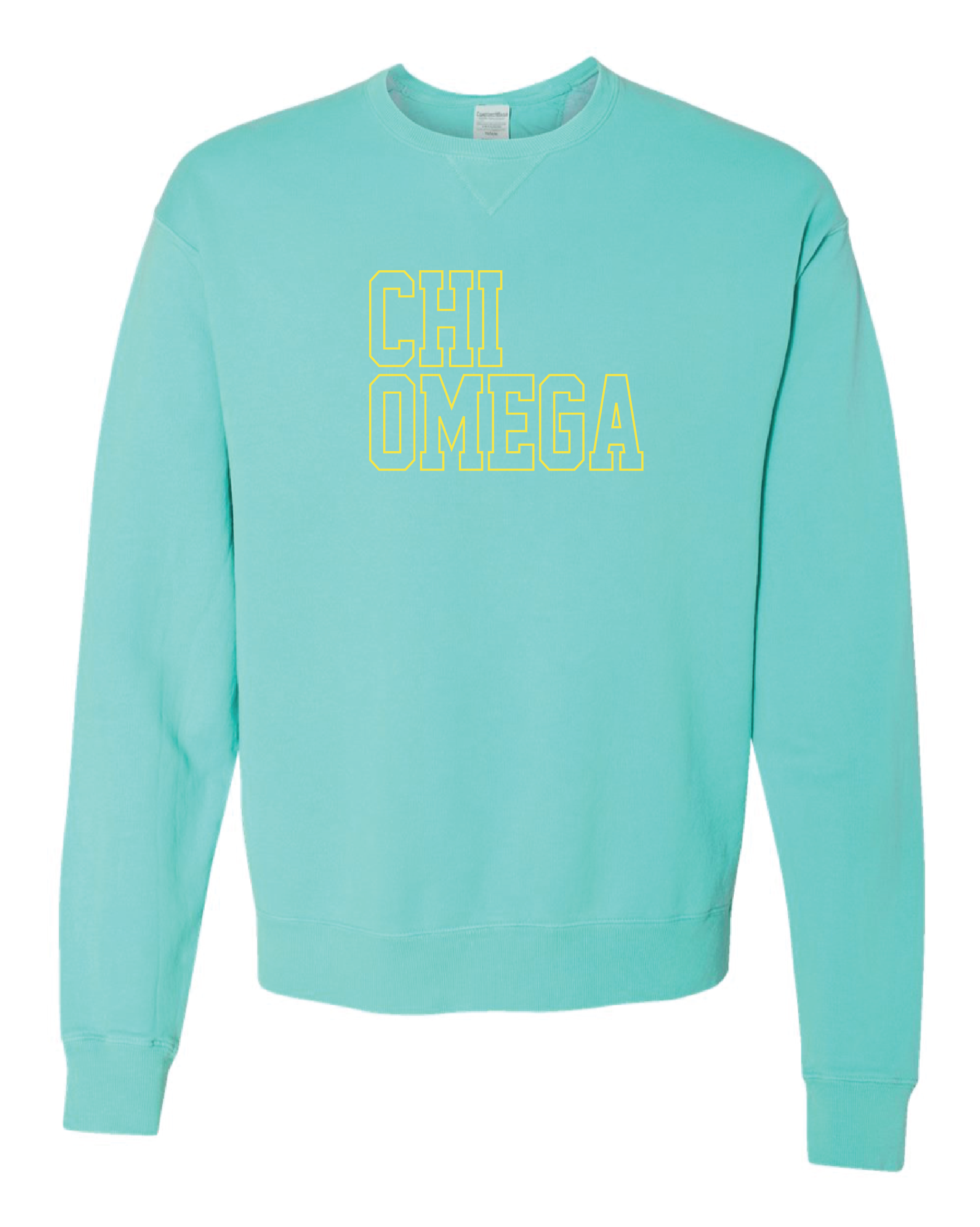 Chi O Block Letter Embroidered Crewneck