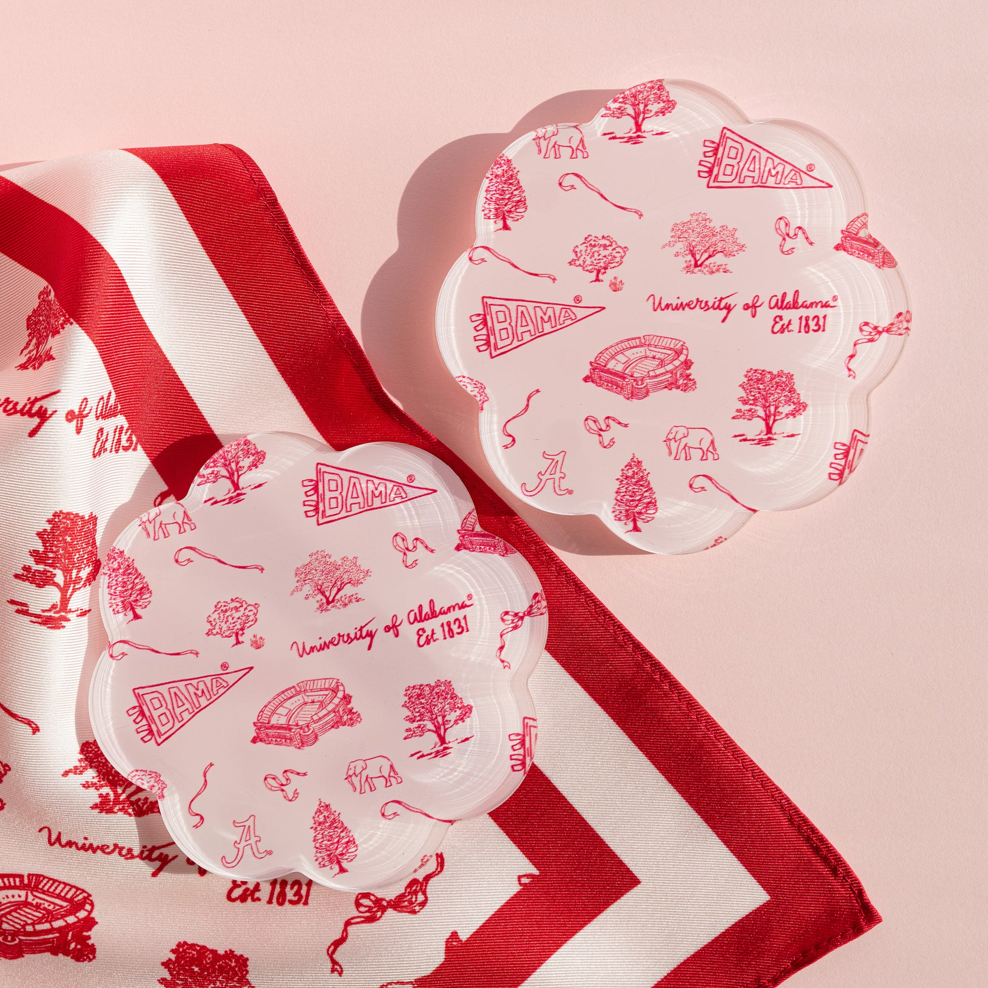 Alabama Toile Thick Acrylic Coasters (Set of 2)