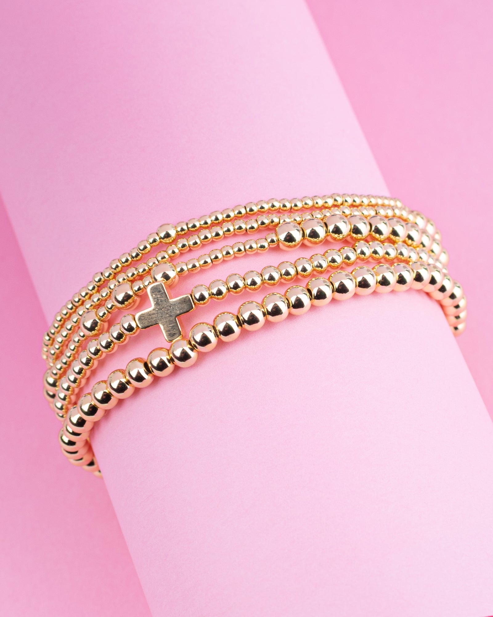 WS - Cross beaded Stack Bracelets