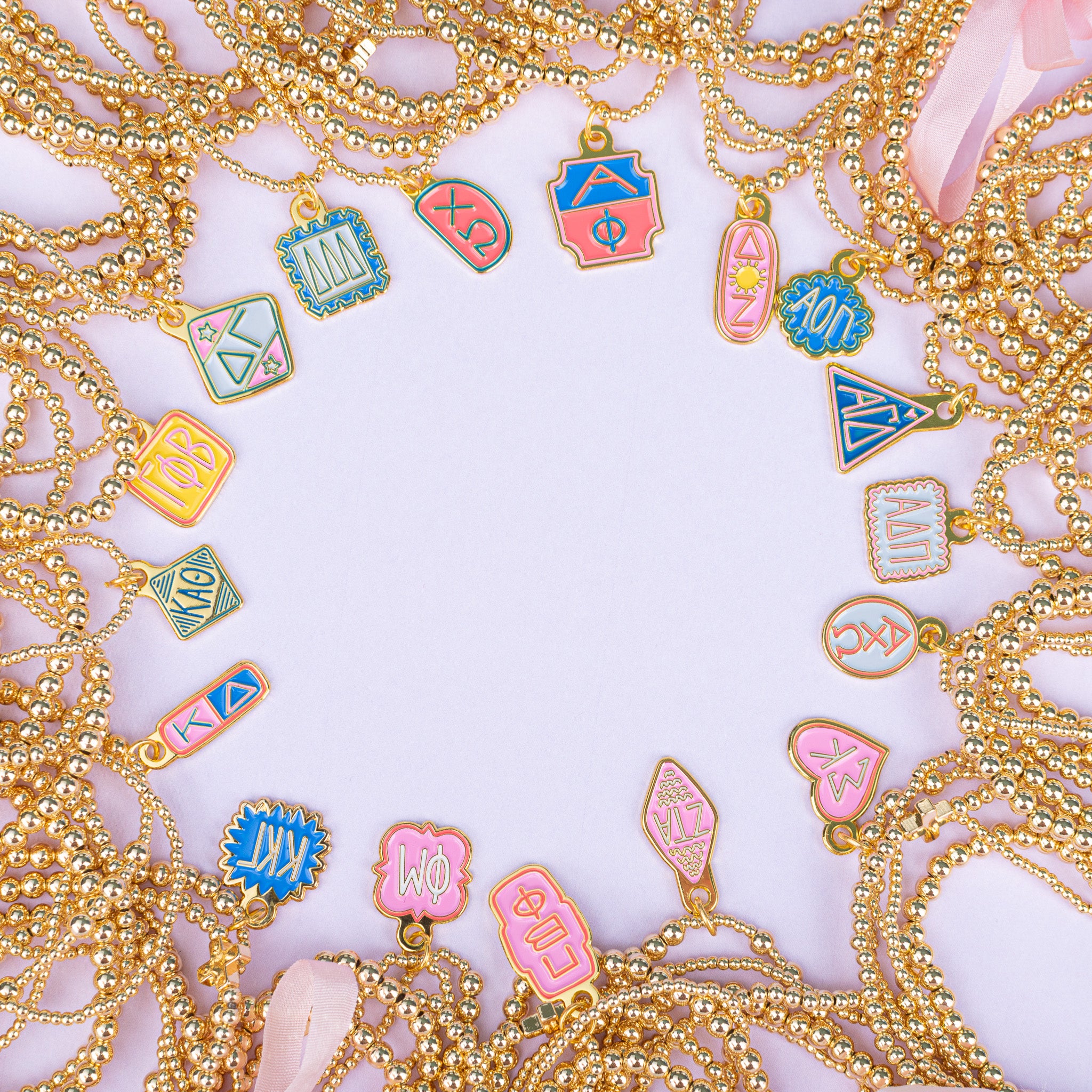 WS - Sorority Charm Stacked Beaded Bracelet