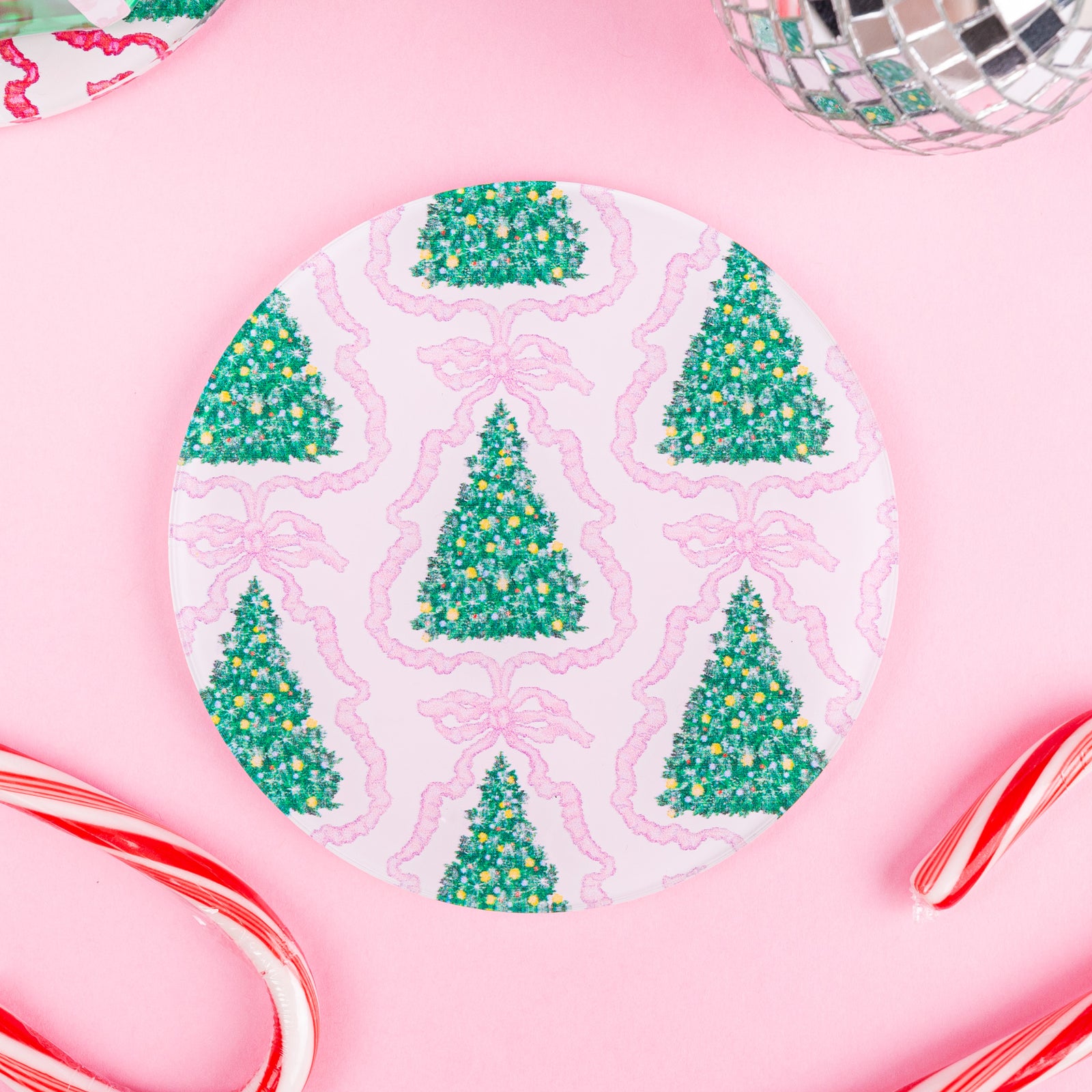 WS - Pink Ribbon Tree Coaster Set of 4 coasters (min qty of 3 sets) $20 / $40 per set