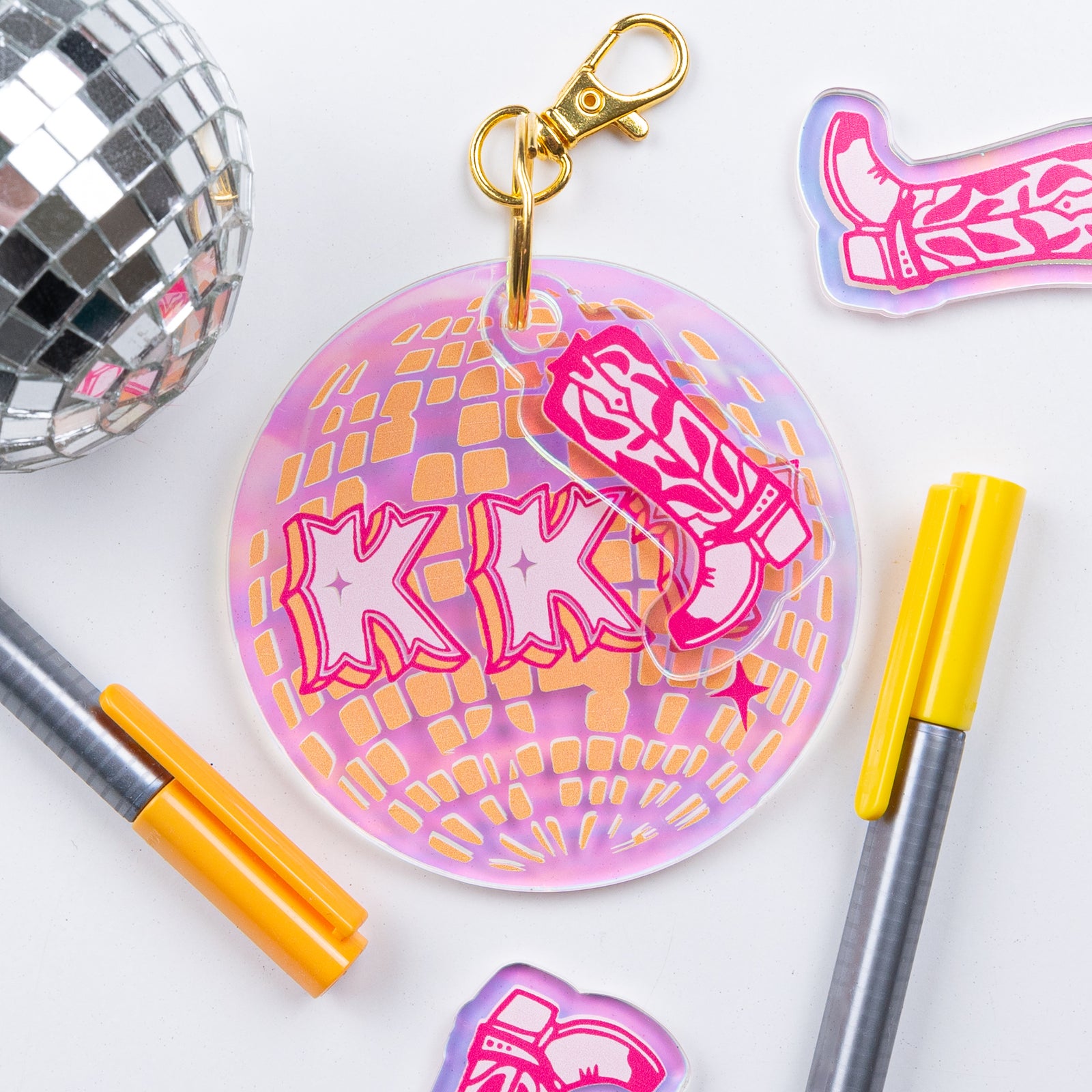 Sorority Holographic Disco Cowgirl Keychain
