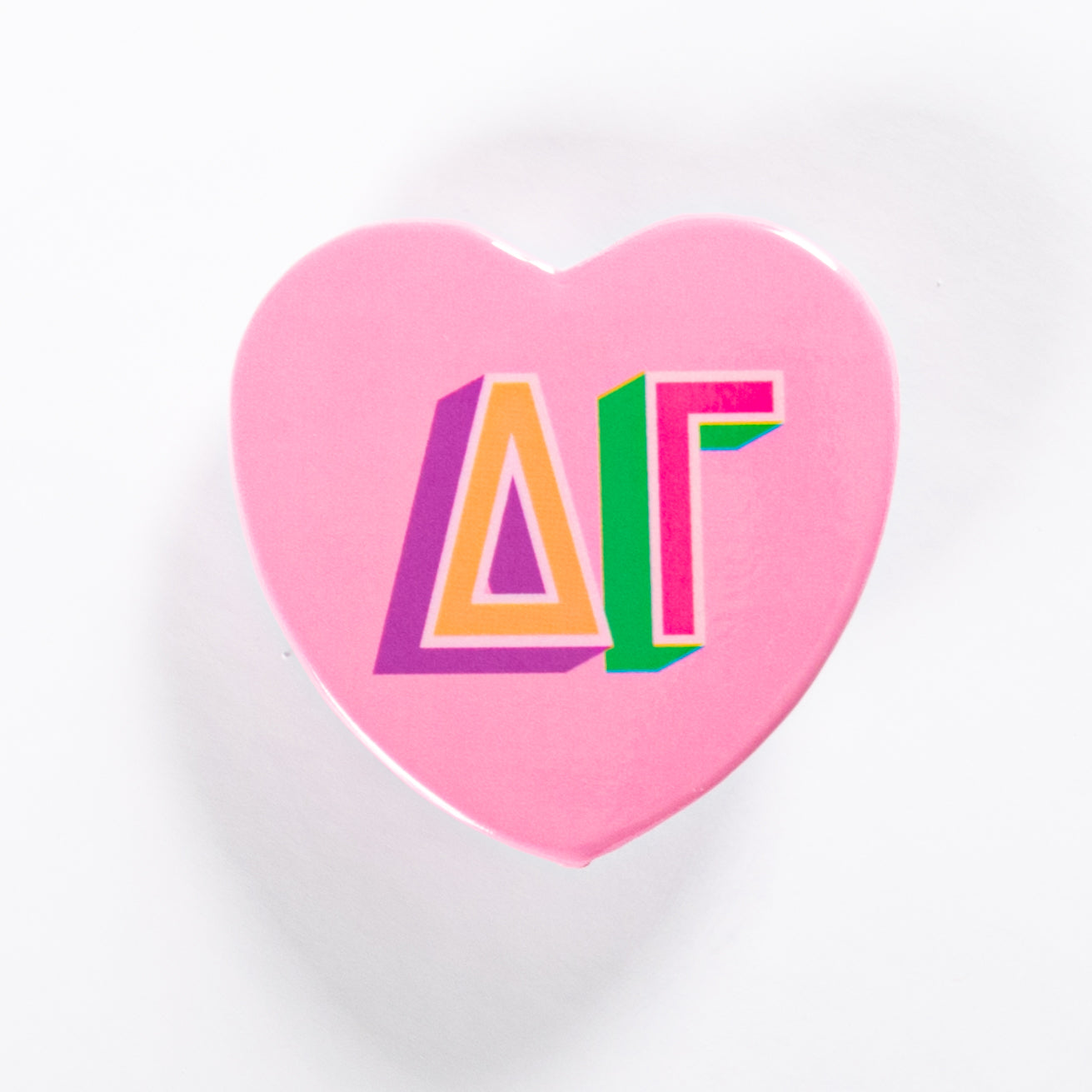 Delta Gamma Block Print Heart Button