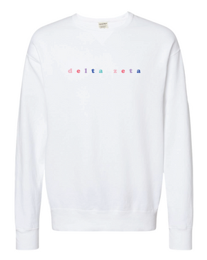 Sorority Multicolor Embroidered White Sweatshirt