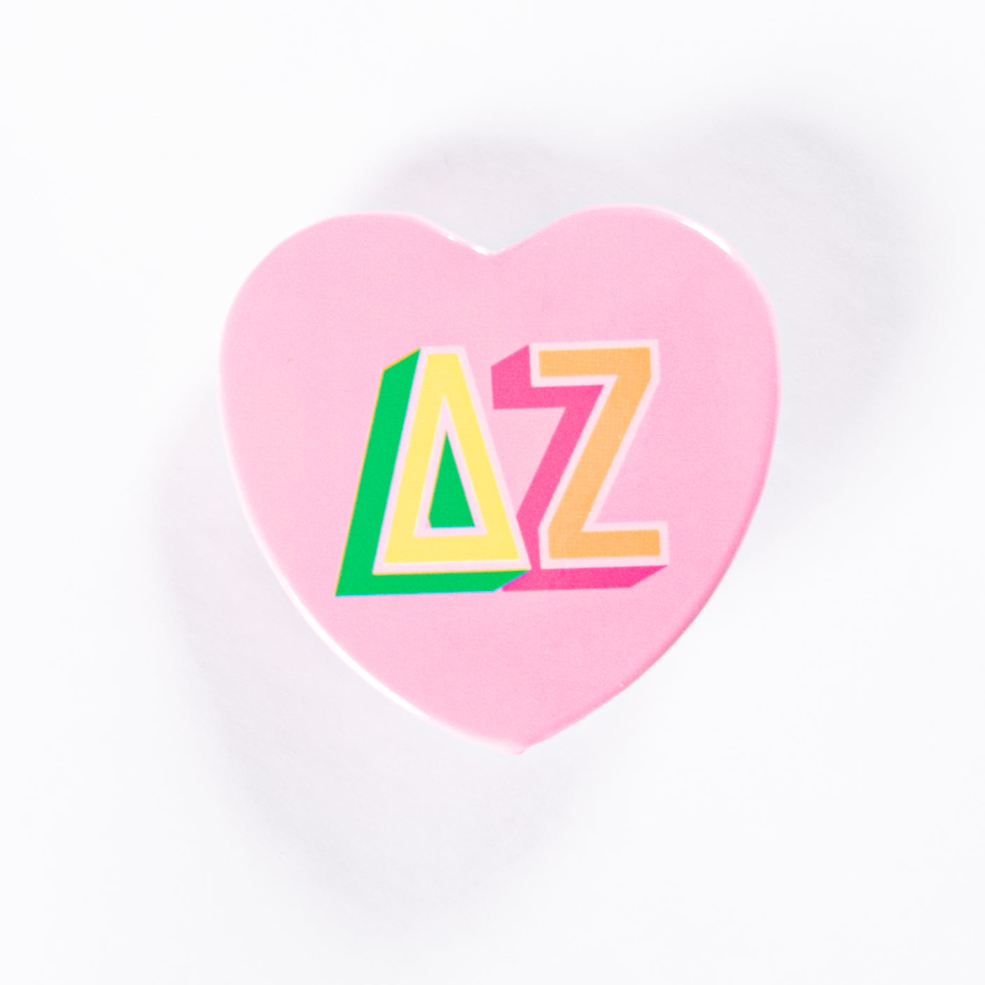 Delta Zeta Block Print Heart Button