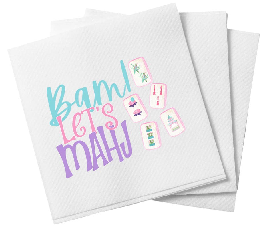 Bam Let's Mahj | Mahjong Cocktail Napkins | 20 Count