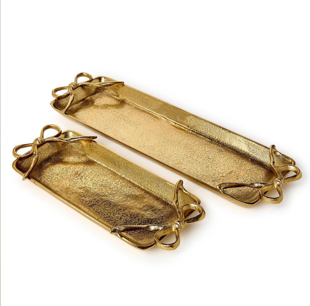 Gold Bows Set of 2 Serving Trays